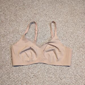 Honeylove Crossover Bra XL Beige Nude Mesh Panel Wireless Supportive